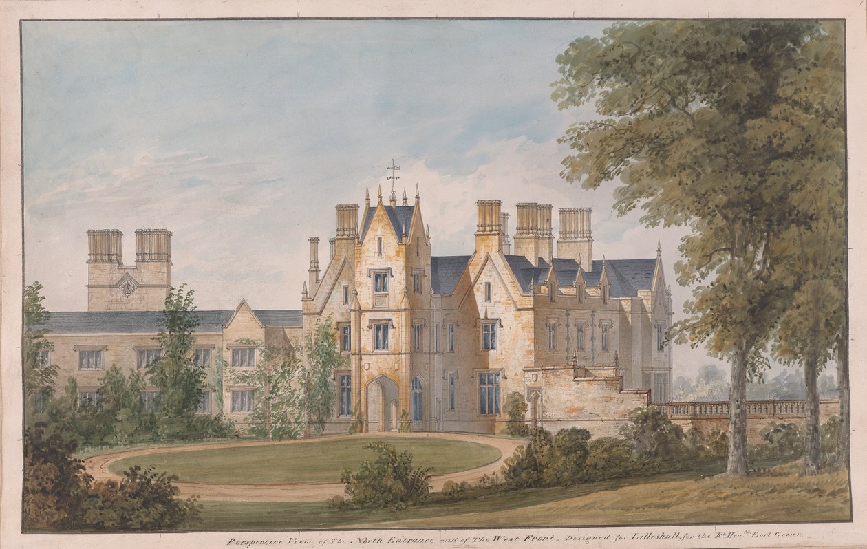 Lilleshall, Shropshire: Vista da Entrada Norte e da Frente Oeste de Sir Jeffry Wyatville