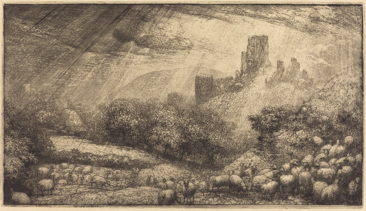 Castelo de Corfe: Efeito da luz do sol após a chuva de Sir John Charles Robinson