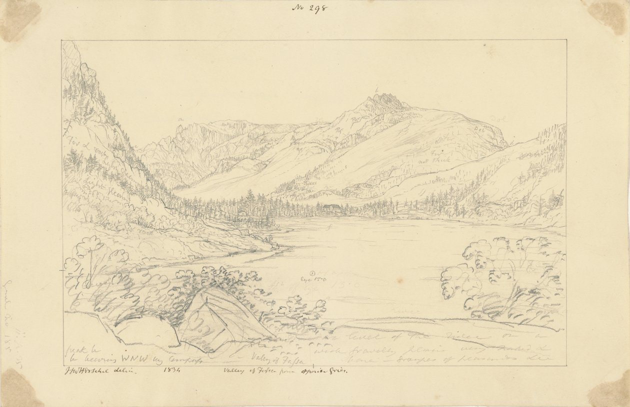 Vale de Fassa a partir do lado oposto de Gries de Sir John Frederick William Herschel