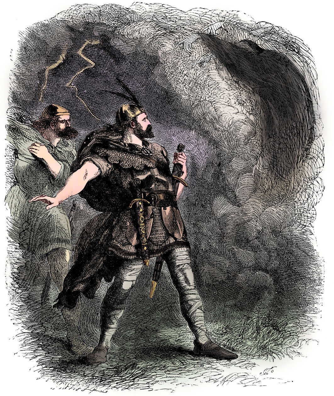 Macbeth e Banquo encontrando as três bruxas, 1858 de Sir John Gilbert