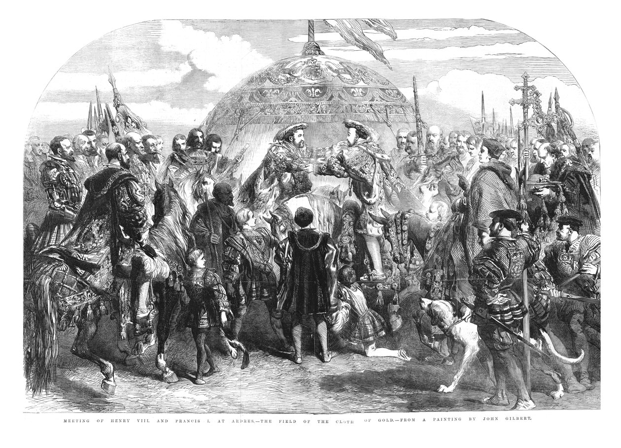 Encontro de Henrique VIII e Francisco I. em Ardres - O Campo do Pano de Ouro, 1520, 1855 de Sir John Gilbert