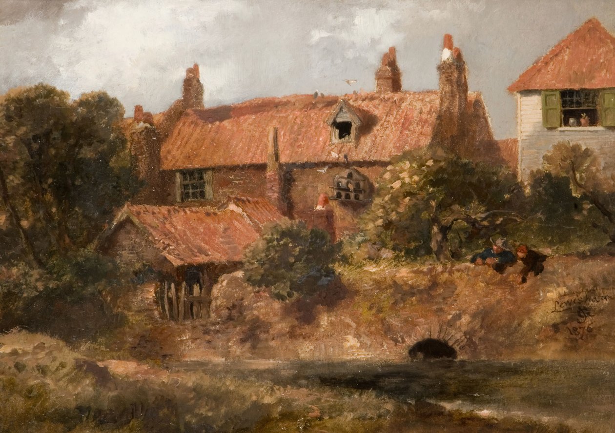 Antigas casas de campo em Lewisham, 1876. de Sir John Gilbert