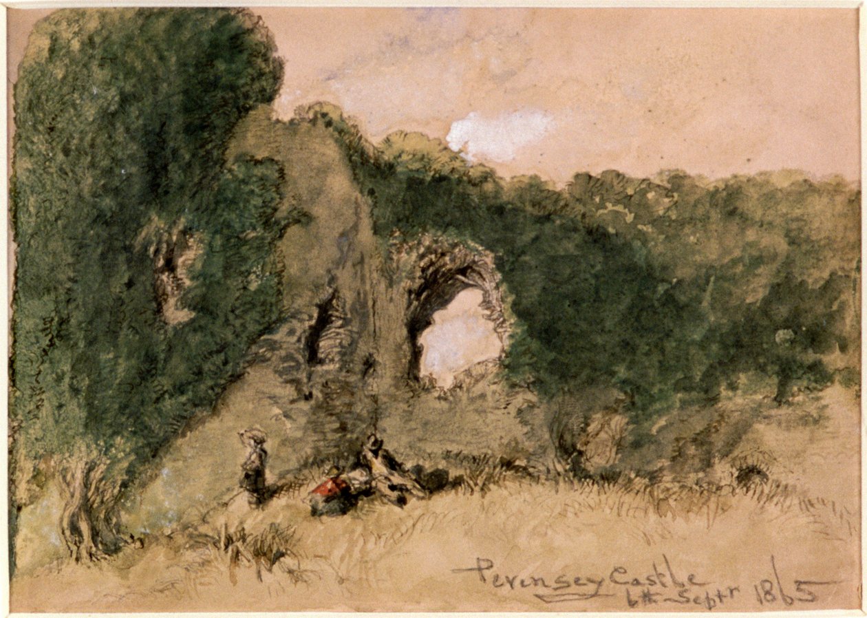 Castelo de Pevensey, East Sussex, 1865 de Sir John Gilbert