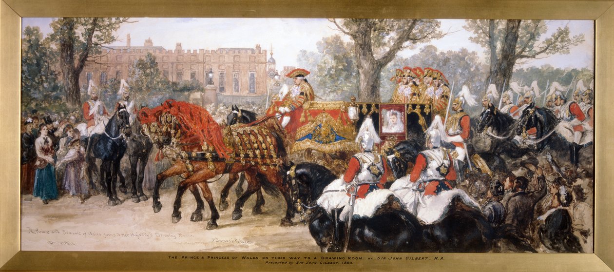 Procissão real da carruagem do príncipe e da princesa de Gales, Londres, 1884 de Sir John Gilbert