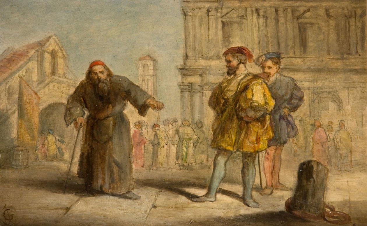 Cena de O Mercador de Veneza, de Shakespeare, 1865. de Sir John Gilbert