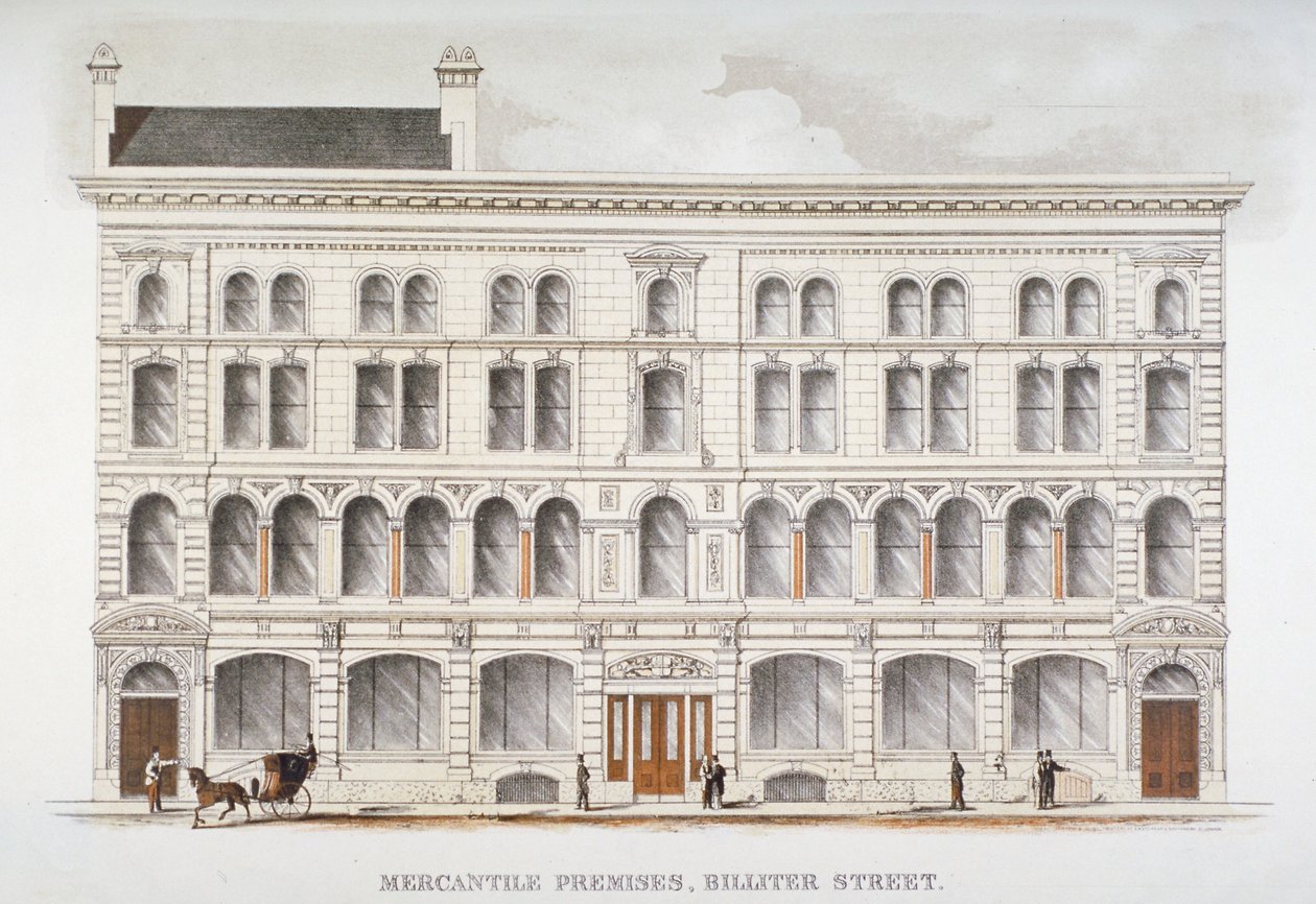 Vista das instalações mercantis, Billiter Street, City of London, 1875 de Sir Joseph Causton and Sons