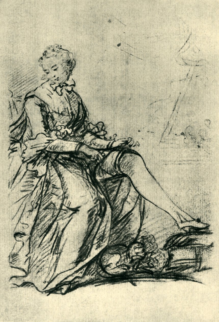 Mulher vestindo meias, meados do século XVIII, 1943. de Joshua Reynolds