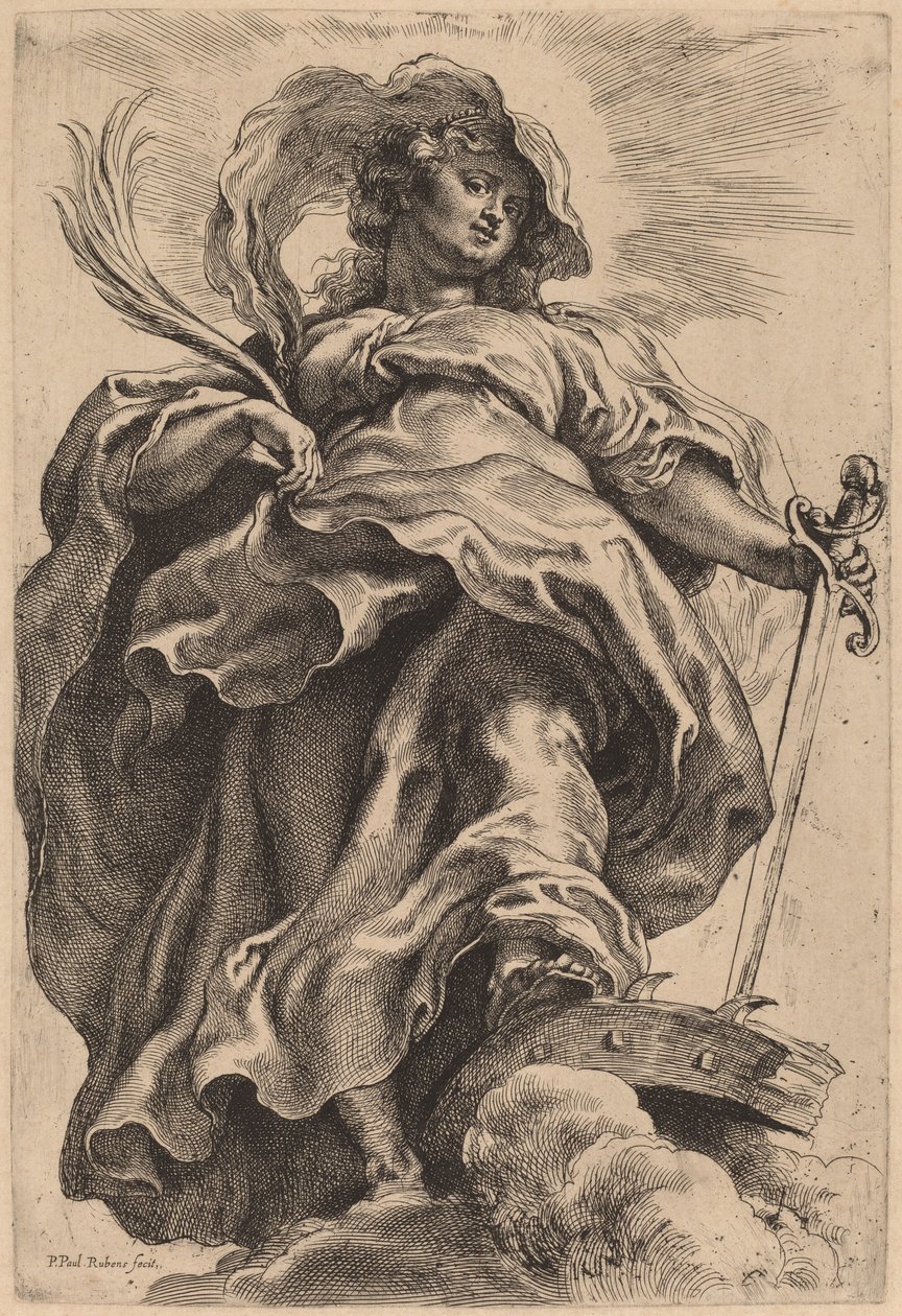 Santa Catarina nas Nuvens de Sir Peter Paul Rubens