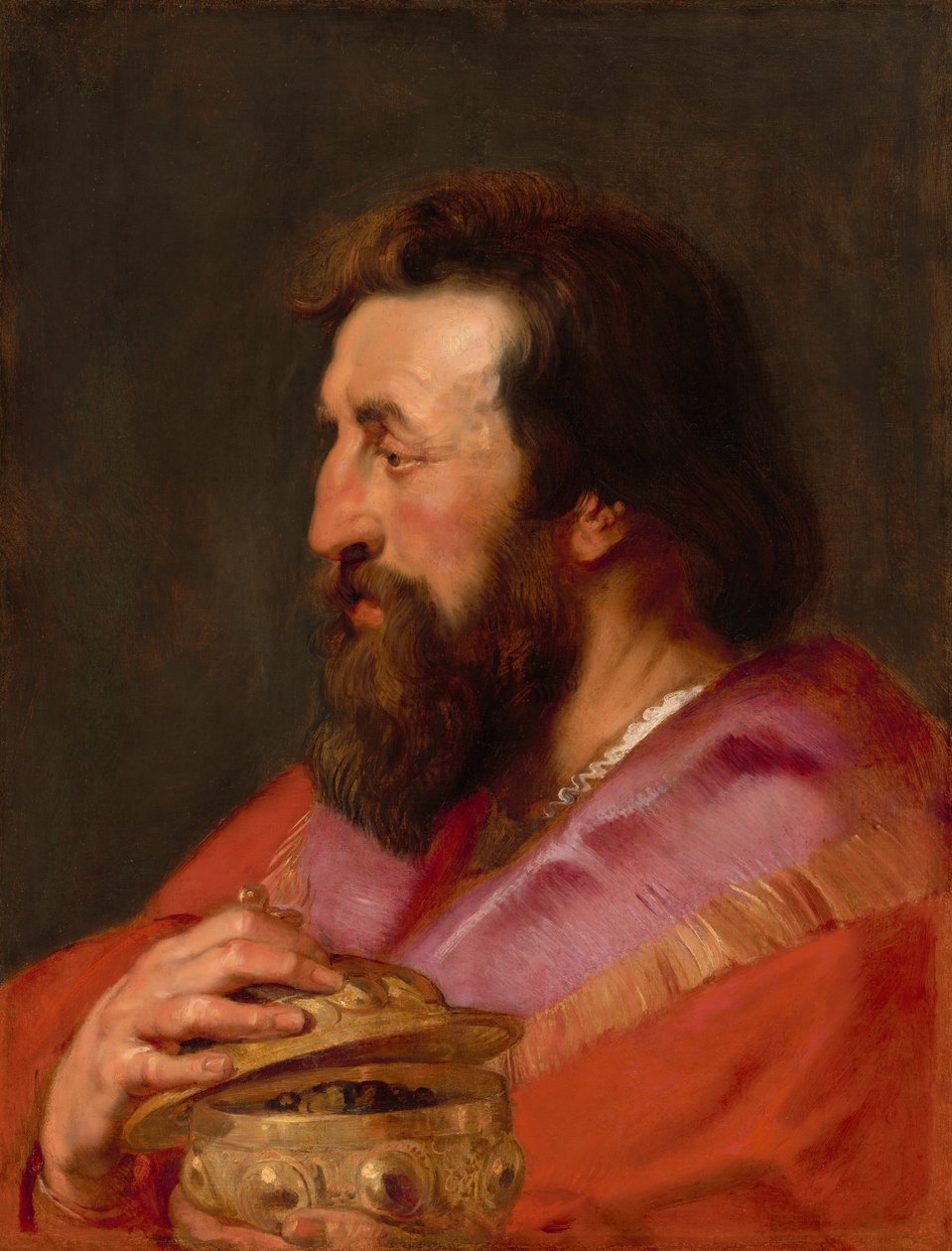 Cabeça de um dos três reis: Melchior, o rei assírio de Sir Peter Paul Rubens and Studio