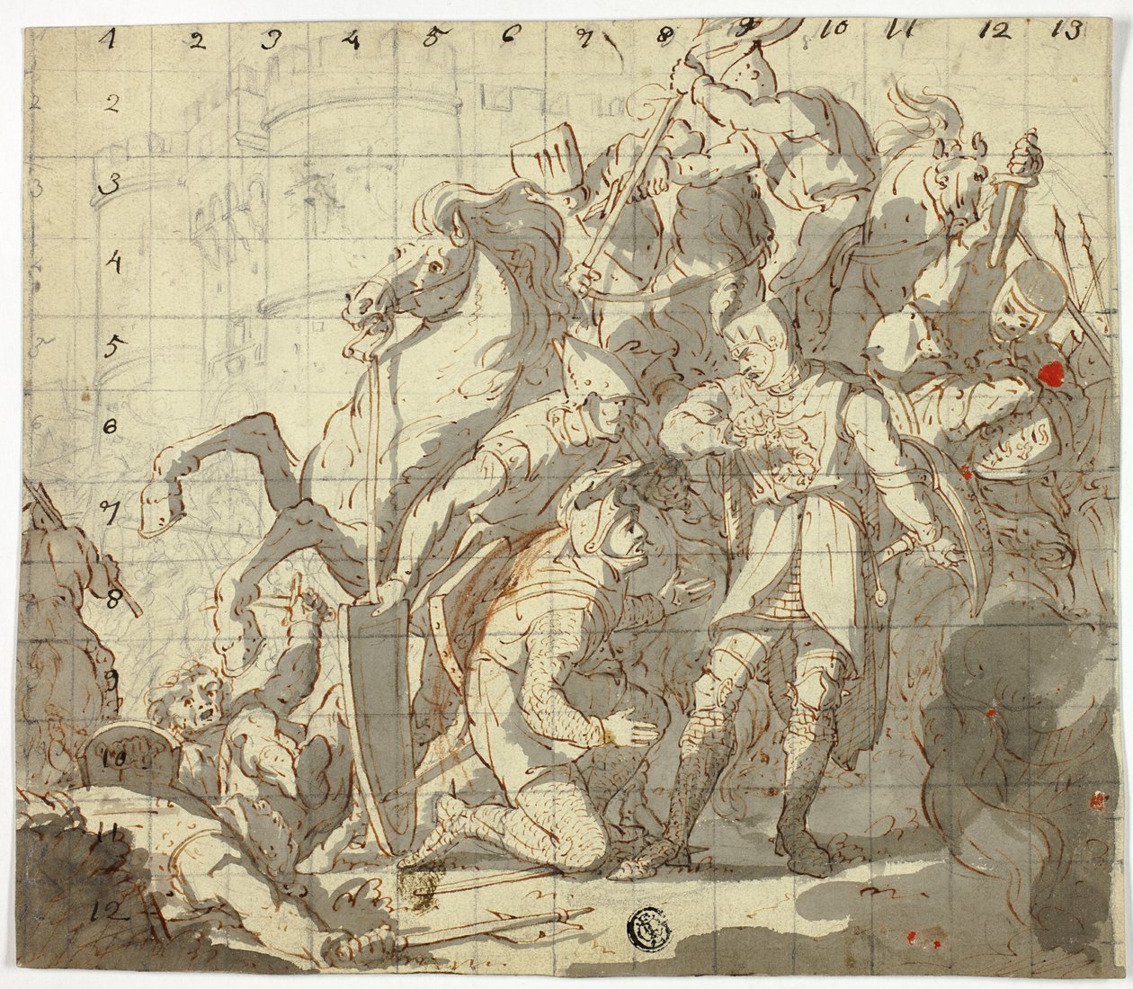 Cavaleiros de luta antes do castelo de Sir Robert Ker Porter