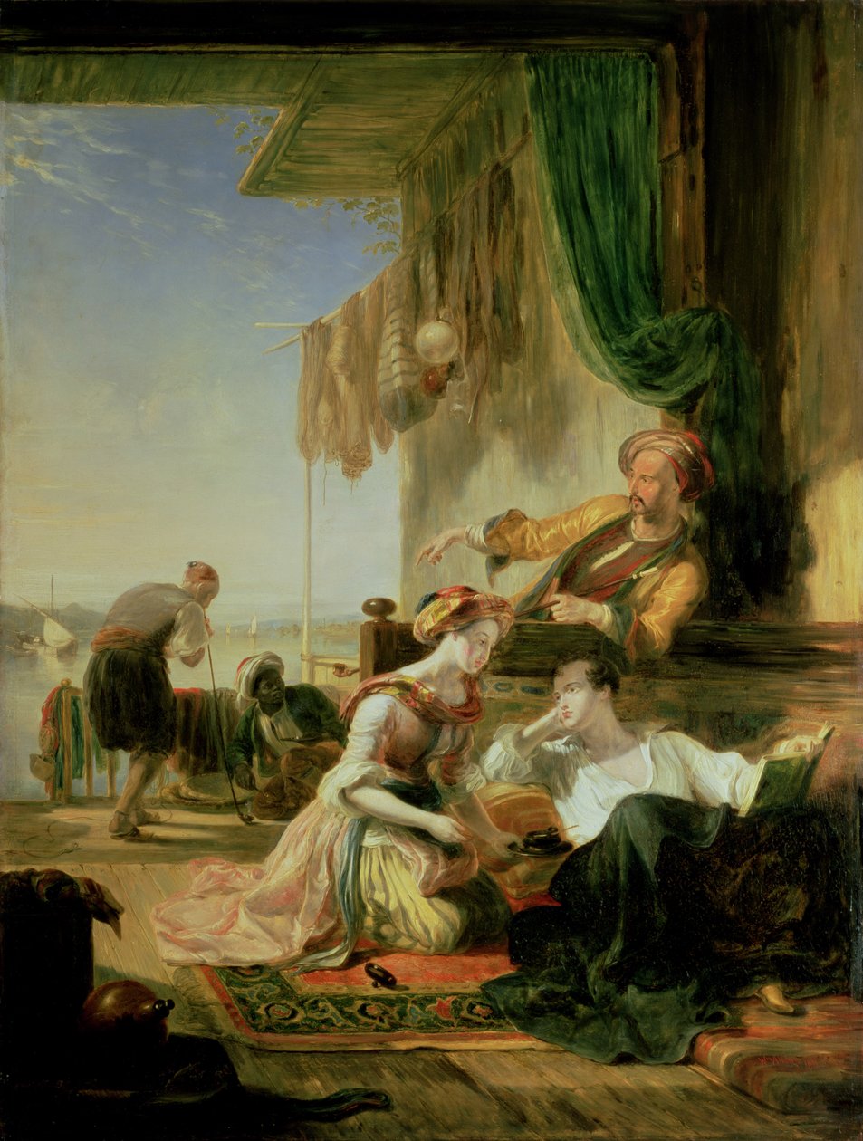 Lord Byron repondo na casa de um pescador tendo nadado o Helesponto, 1831 de Sir William Allan
