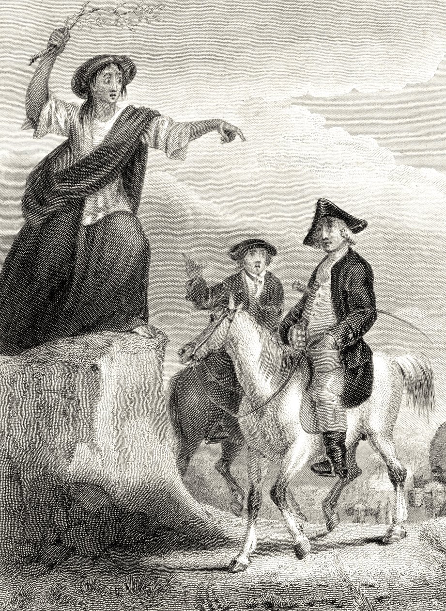 Meg Merrilies prevendo a queda da casa de Ellangown, ilustração de &39;Guy Mannering&39; por Sir Walter Scott (1771-1832) publicado em 1820 de Sir William Allan