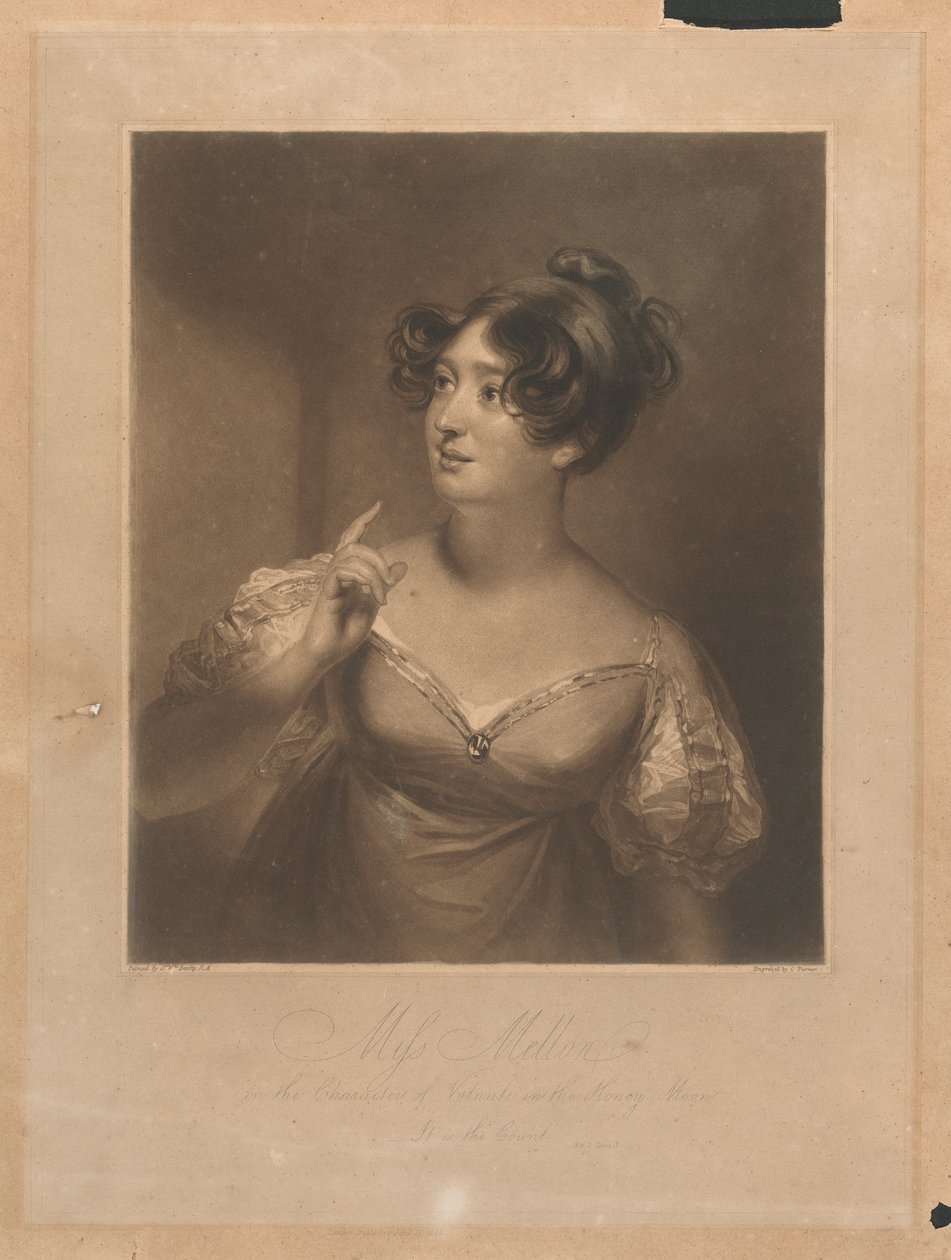 Miss Mellon na personagem de Voltante na Lua de Mel de Sir William Beechey