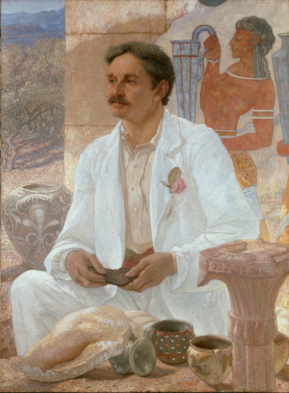 Sir Arthur Evans entre as ruínas do Palácio de Cnossos, 1907 de Sir William Blake Richmond