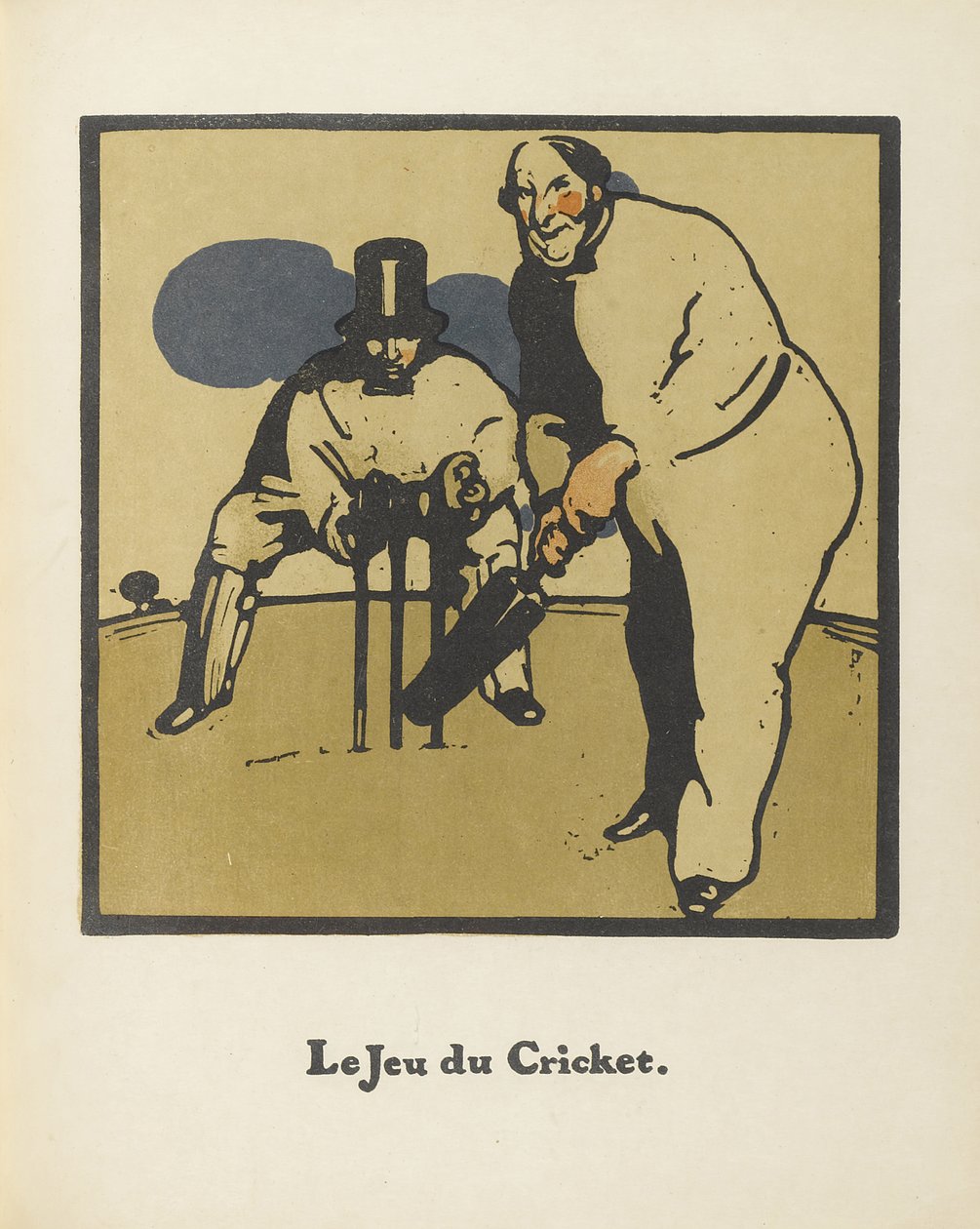Jogo de críquete. De Almanach de Douze Sports, 1898 de Sir William Nicholson