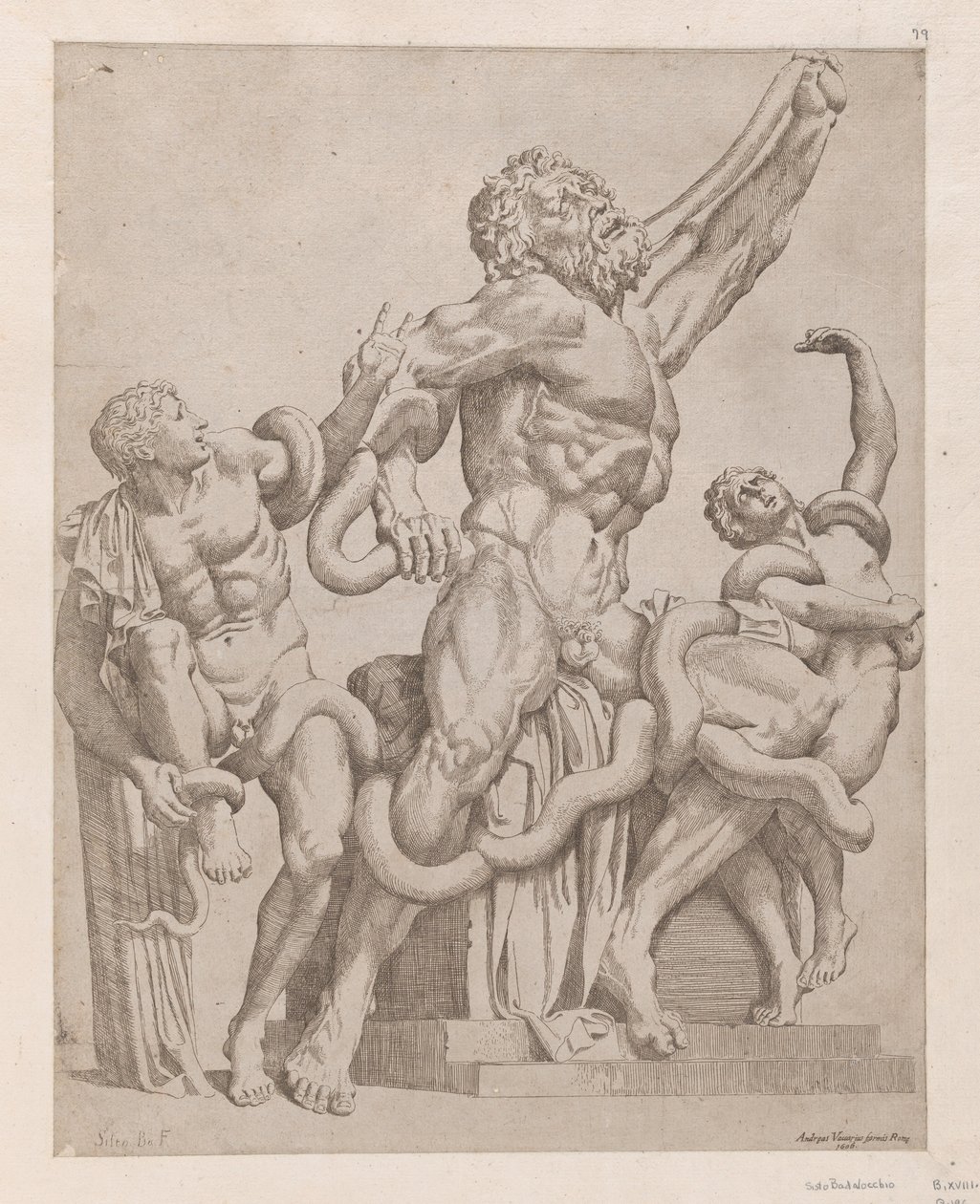Espelho da magnificência romana: Laocoonte, 1561., 1561 de Sisto Badalocchio