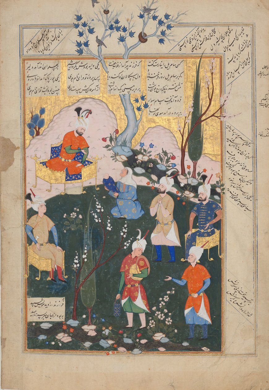 Nascimento de Zal, Folio de um Shahnama Book of Kings, 1576-77. de Siyavush