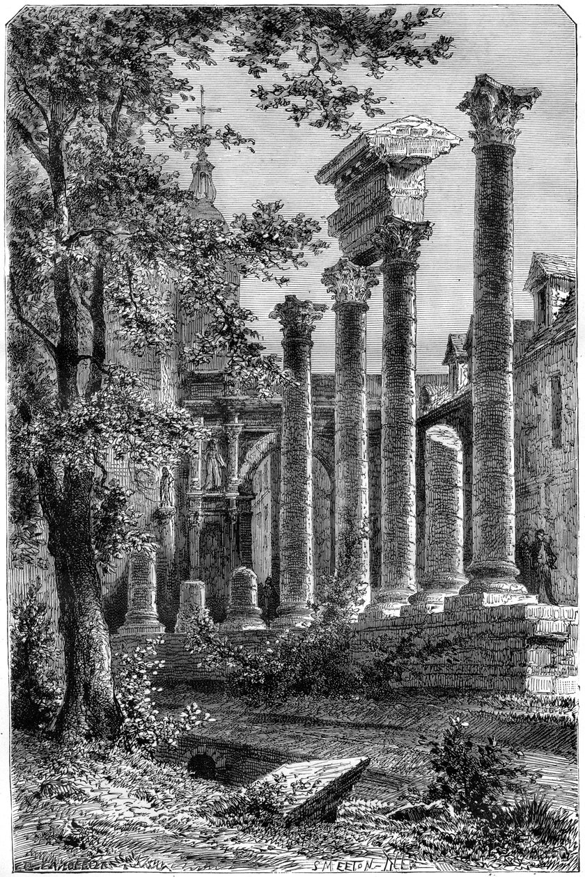 Restos de um teatro romano em Besançon, França, 1882-1884. de Smeeton
