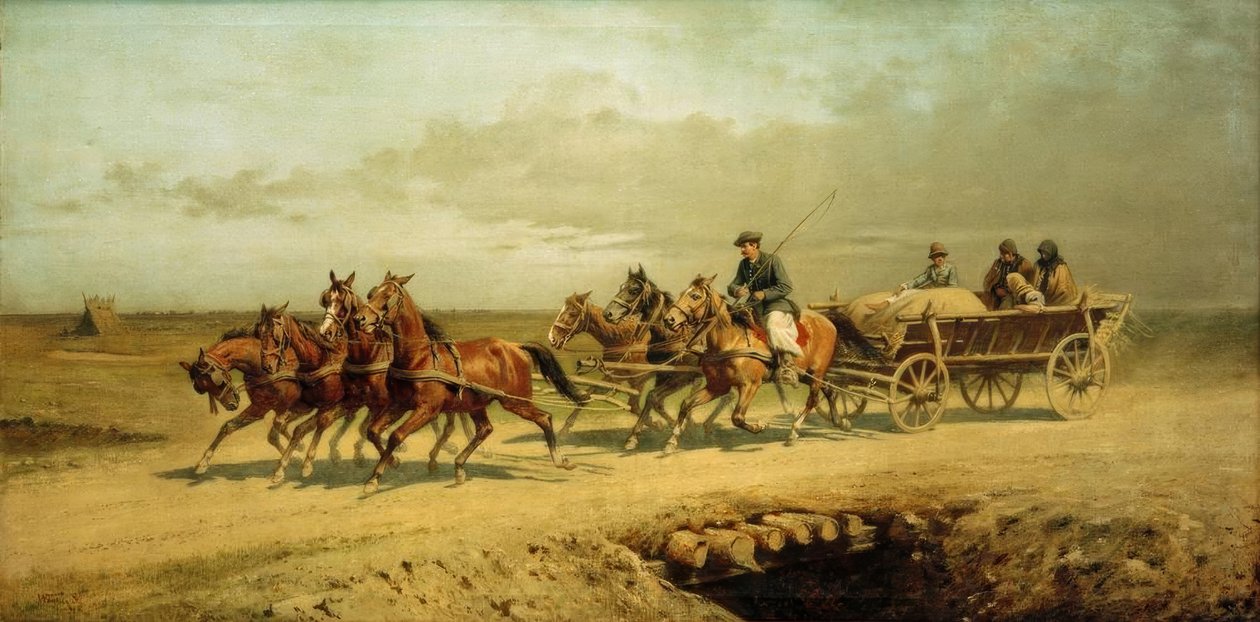 Sete cavalos em Debrecen de Alexander von Wagner