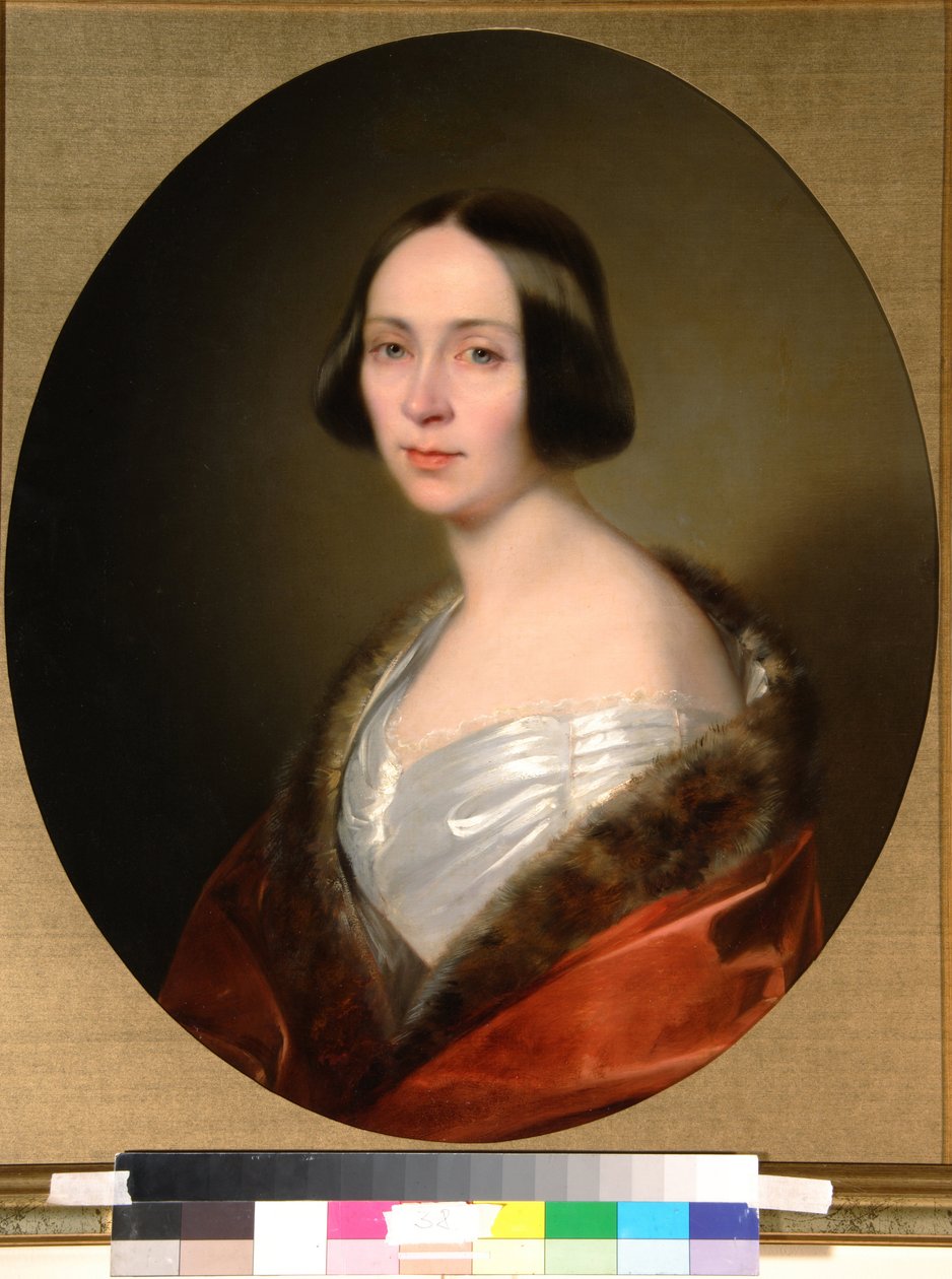 Retrato de la comtesse Louise Trofimovna Golitsyna (1810-1887), nee Baranova - Peinture de Sandor Kozina (1808-1873), huile sur toile (68x55 cm), estreia 1840 - Retrato da Condessa Louise Trofimovna Golitsyna, Óleo sobre tela de Sandor Kozina, início da dé de Sándor Kozina