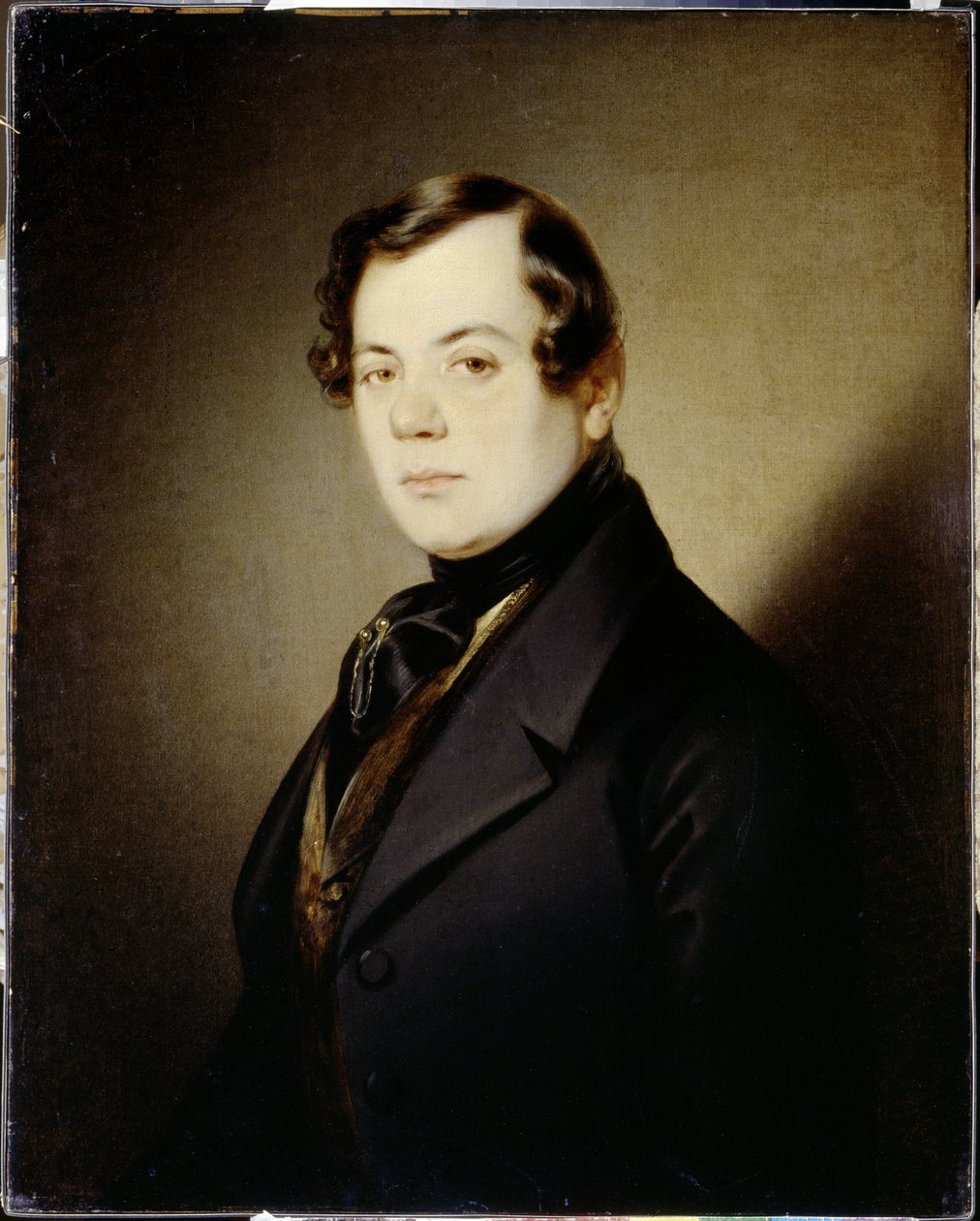 Retrato do poeta Vladimir Grigorievitch Benediktov (1807-1873) (Retrato do poeta Vladimir G. Benediktov) - Peinture de Sandor Kozina (1808-1873), huile sur toile (67x54 cm), vers 1840 - A. Pushkin Memorial Museum, St Petersburg (Russie) de Sándor Kozina