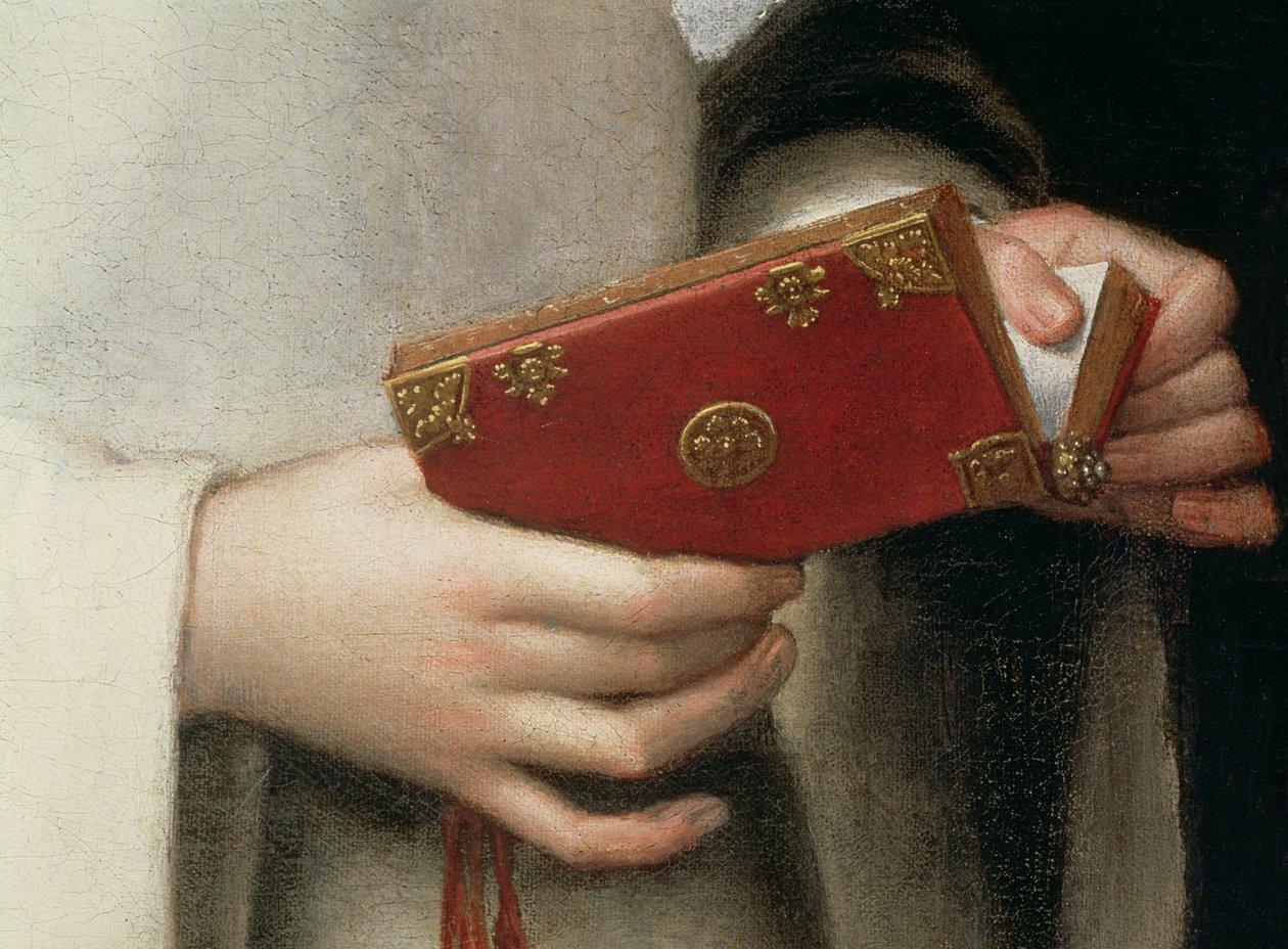 Retrato da Irmã do Artista no Traje de uma Freira, detalhe de seu livro de orações (detalhe de 79749) de Sofonisba Anguissola