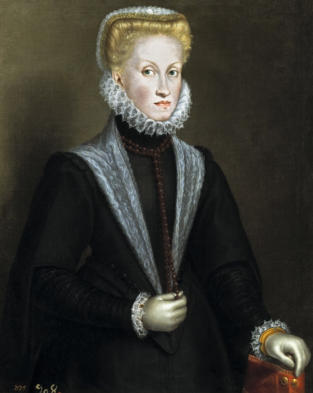 Retrato de Anna da Áustria 1549-1580, rainha consorte de Espanha e Portugal, 1573. de Sofonisba Anguissola