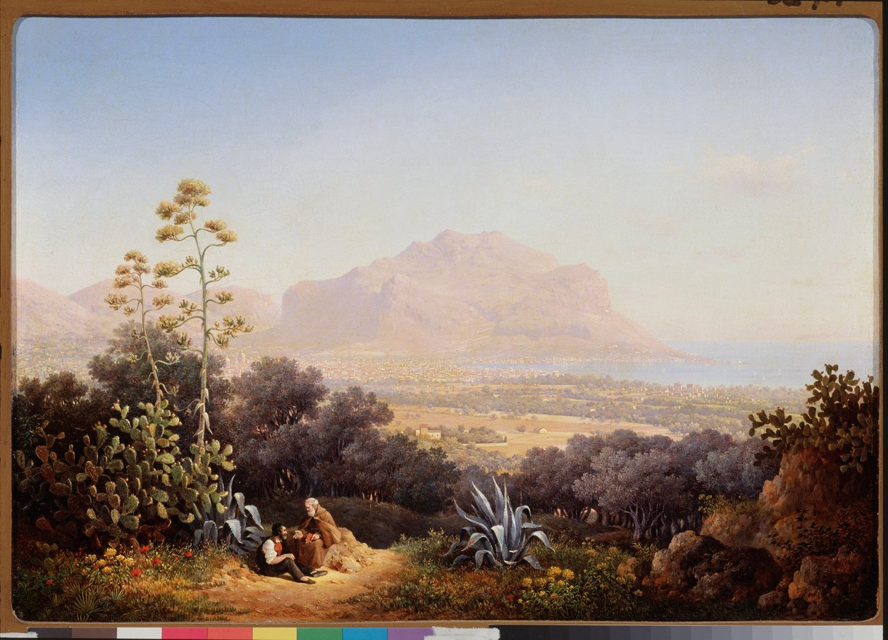 Vue de Palerme (Sicile, Italie) (Vista de Palermo) - Peinture de Sokrat Maximovich Vorobyev (Vorobiev) (1817-1888), huile sur toile de Sokrat Maksimovich Vorobiev