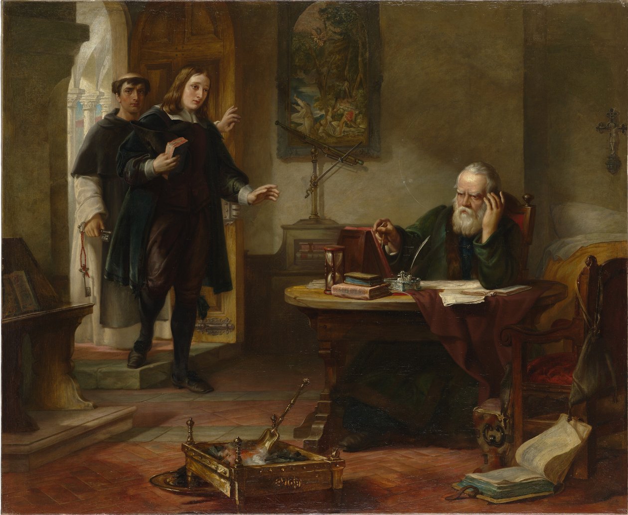 Milton visitando Galileu quando prisioneiro da Inquisição, 1847 de Solomon Alexander Hart