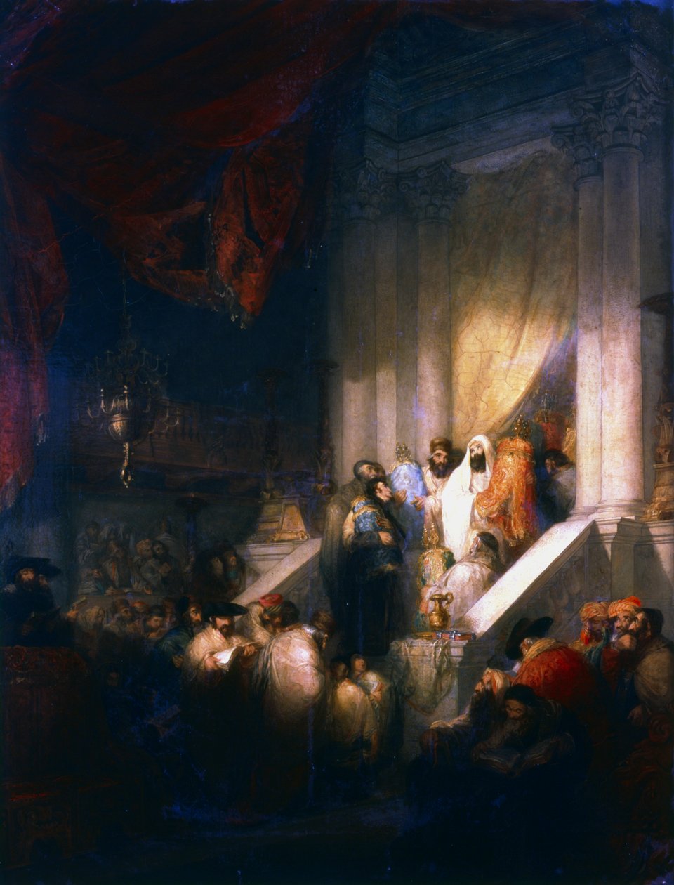 Leitura das Tábuas da Lei na Sinagoga, 1831 de Solomon Alexander Hart