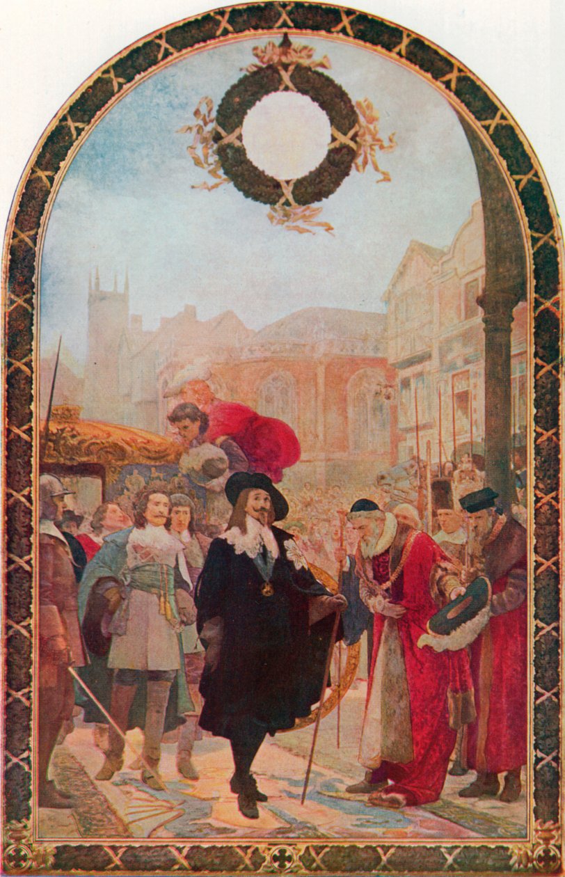 Carlos I a exigir os cinco membros no Guildhall de Solomon Joseph Solomon
