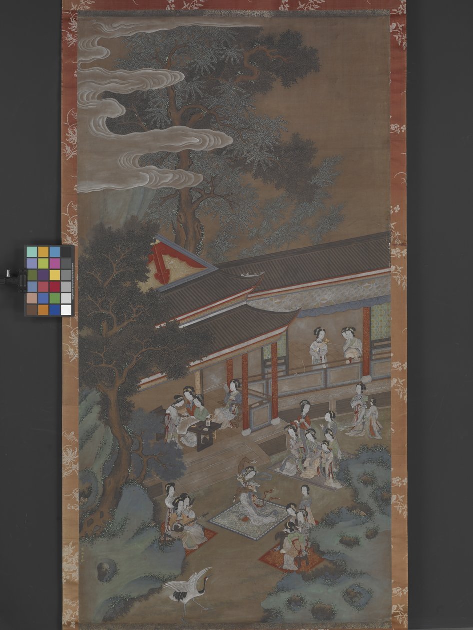 A Revel In The Han Palace, data desconhecida (tinta, cor e ouro sobre papel) de Songnian Liu