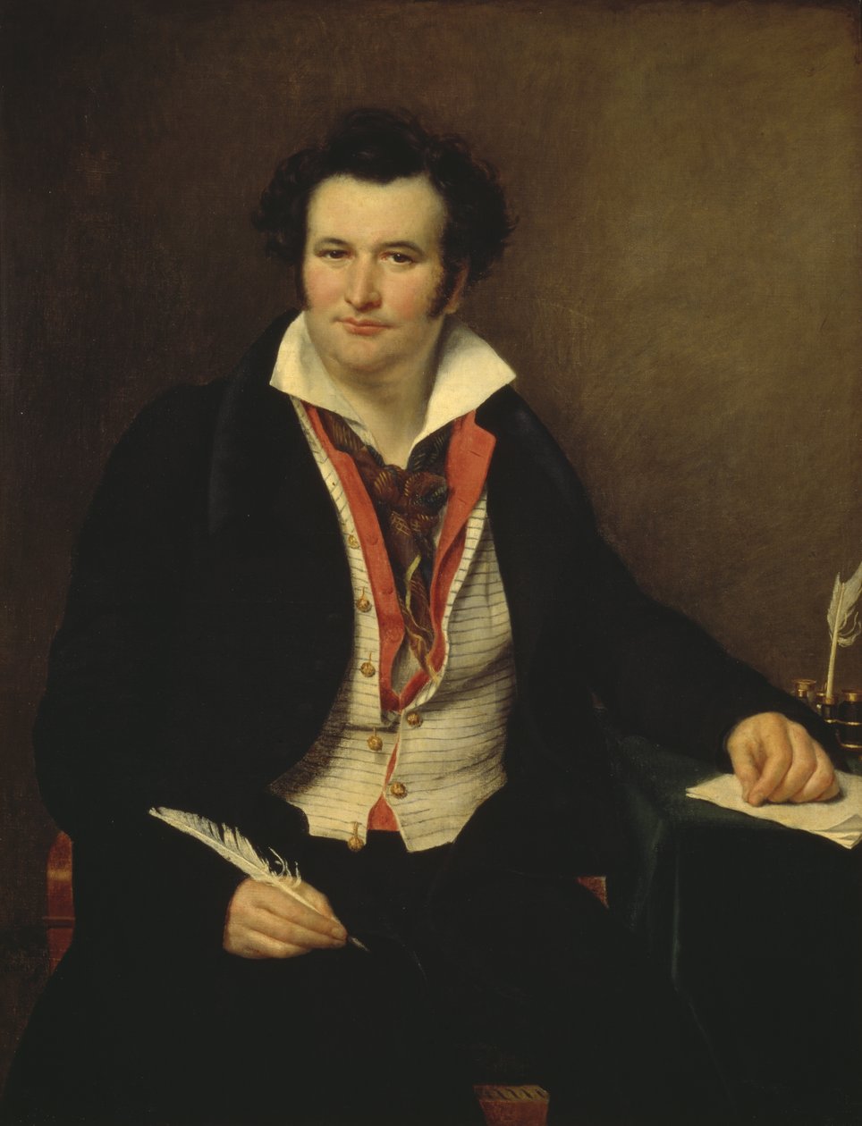Retrato de Bernard Wolf (1778-1850) ator, autor e diretor do Theatre de la Monnaie em Bruxelas, pintado antes de 1823 de Sophie Rude