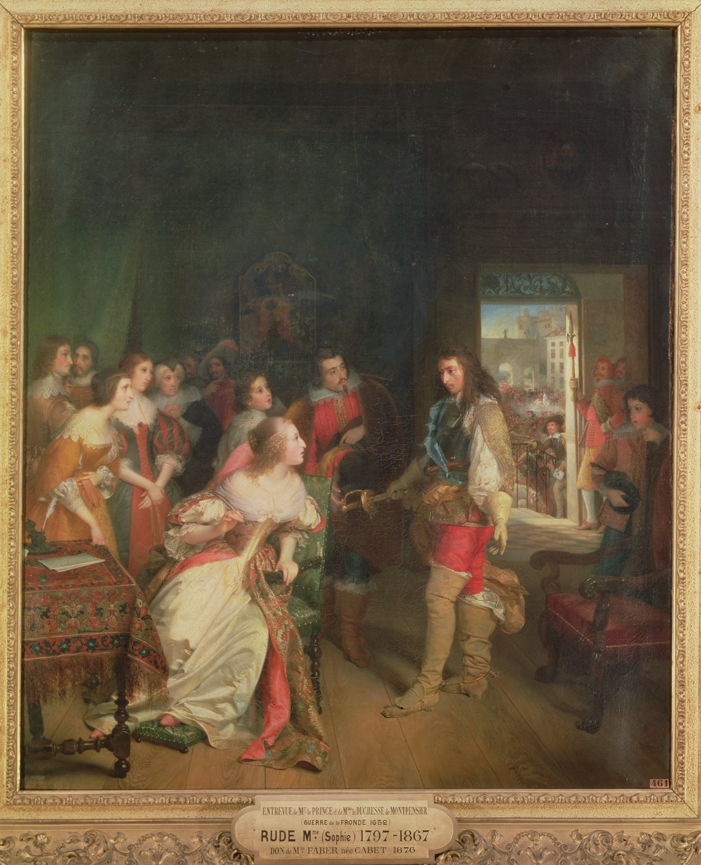 Encontro entre Luís II (1621-1686) de Bourbon e Anne-Marie-Louise d&39;Orleans (1627-1693) Duquesa de Montpensier em 1652 de Sophie Rude