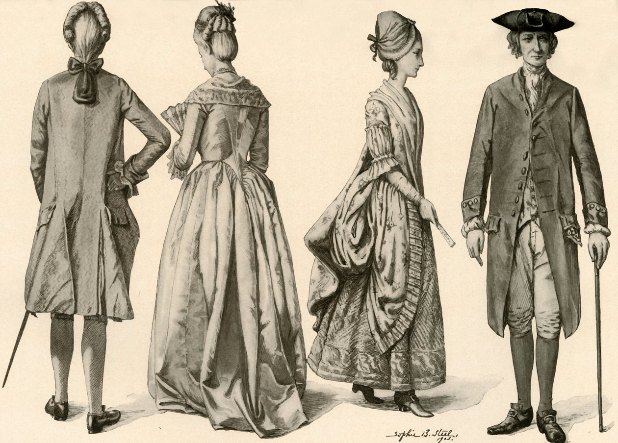 Roupa durante o reinado de George III, 1760-1776, 1903, 1937. de Sophie B. Steel