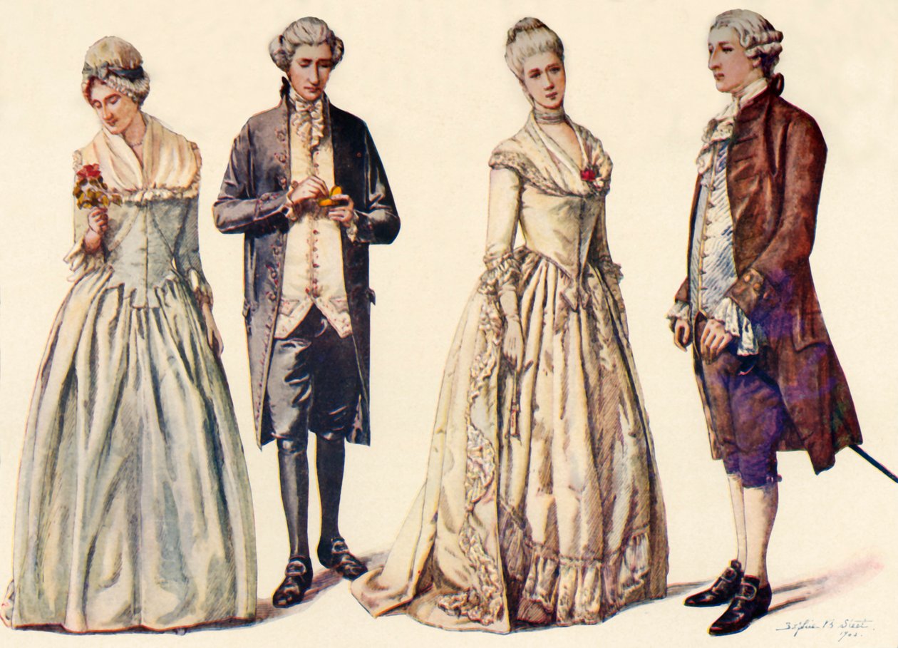 Roupa durante o reinado de George II 1760-1776, 1903, 1937. de Sophie B. Steel