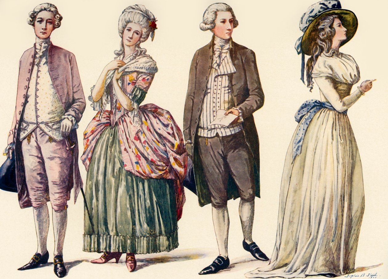 Trajes durante o reinado de George III e os primeiros anos da República 1778-1790, 1903, 1937. de Sophie B. Steel