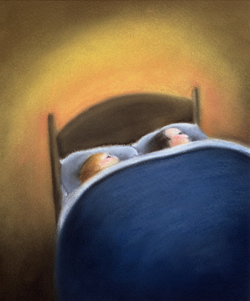 Na cama (pastel sobre papel artesanal) de Sophie Hacker