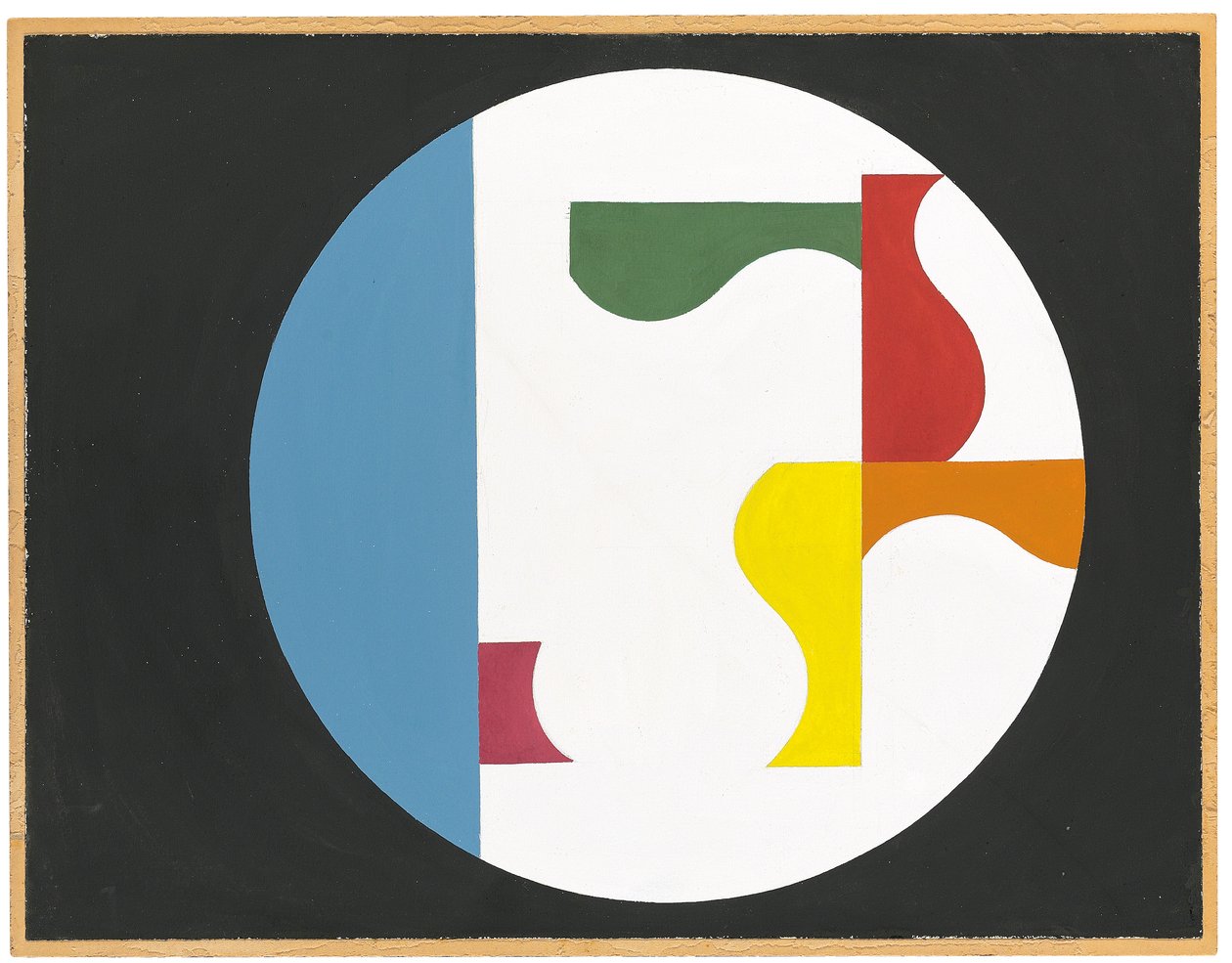 Composição em um círculo branco em um fundo preto de Sophie Taeuber Arp