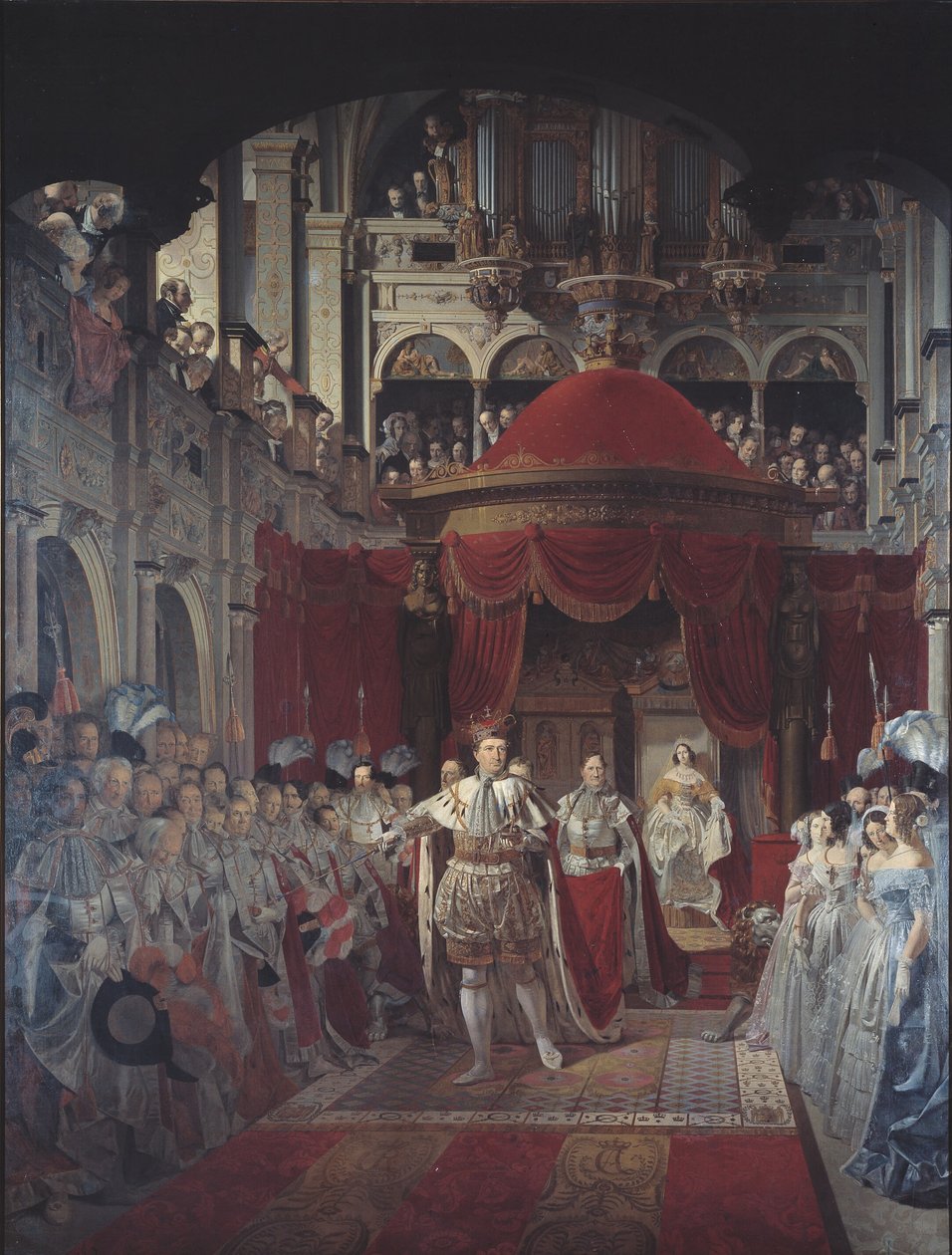 Unção de Christian VIII e Caroline Amalie na Igreja do Castelo de Frederiksborg em 28 de junho de 1840 de Sophus Schack