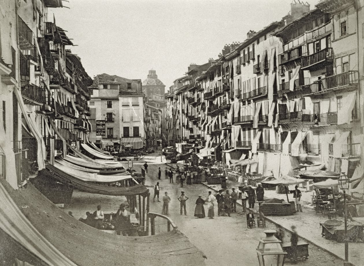 Cena de rua de Barcelona, c.1880s (impressão de albume) de Spanish Photographer