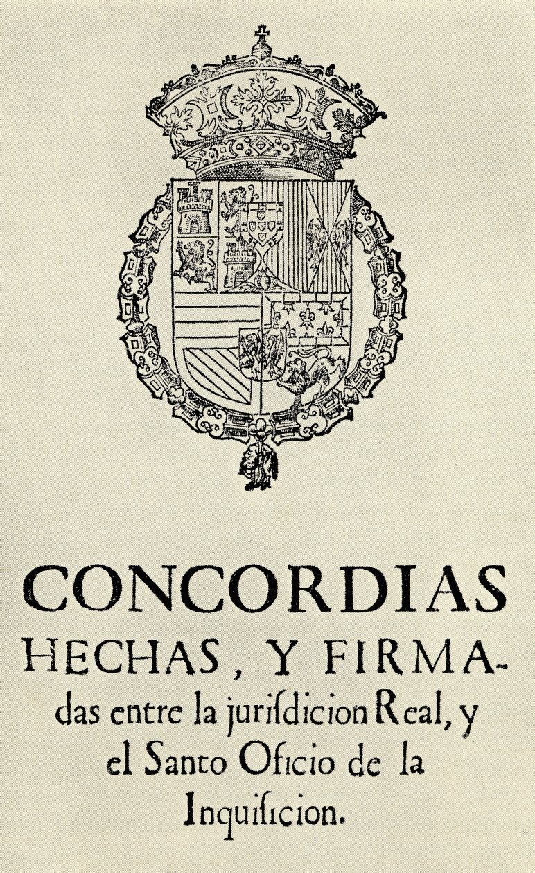 Acordo entre os membros da Inquisição em Valência, 1568, de "A Inquisição Espanhola", de Cecil Roth, publicado em 1937 de Spanish School