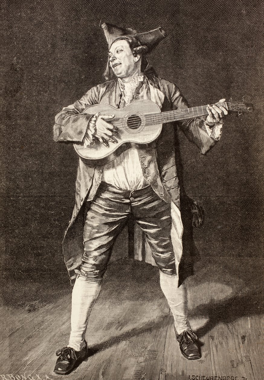 Músico do século XVIII, depois de um desenho de L. Scheurenberg, de "La Ilustración Espanola y Americana" de 1881 de Spanish School
