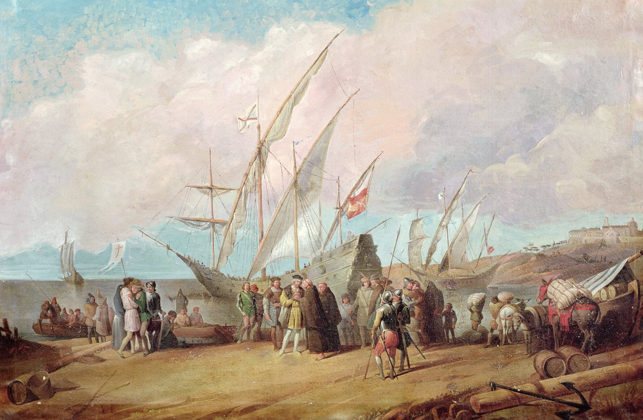 Partida de Cristóvão Colombo (1451-1506) de Palos de Spanish School