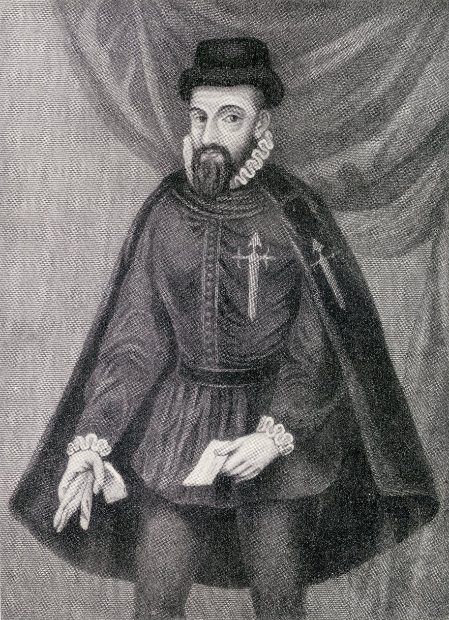 Ilustração de Francisco Pizarro (c.1475-1541) de &39;The Quest of The Indies&39;, publicado em 1920 de Spanish School