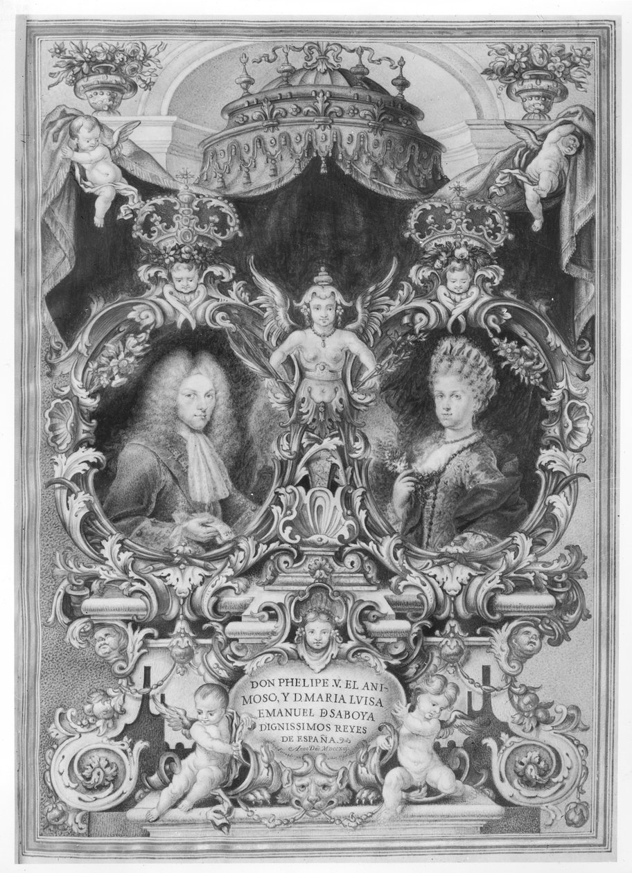Filipe V (1683-1746), rei de Espanha e Maria Luisa (1688-1714) de Saboia, 1713 de Spanish School