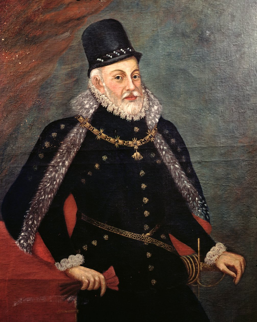 Retrato de Filipe II (1527-98) da Espanha de Spanish School