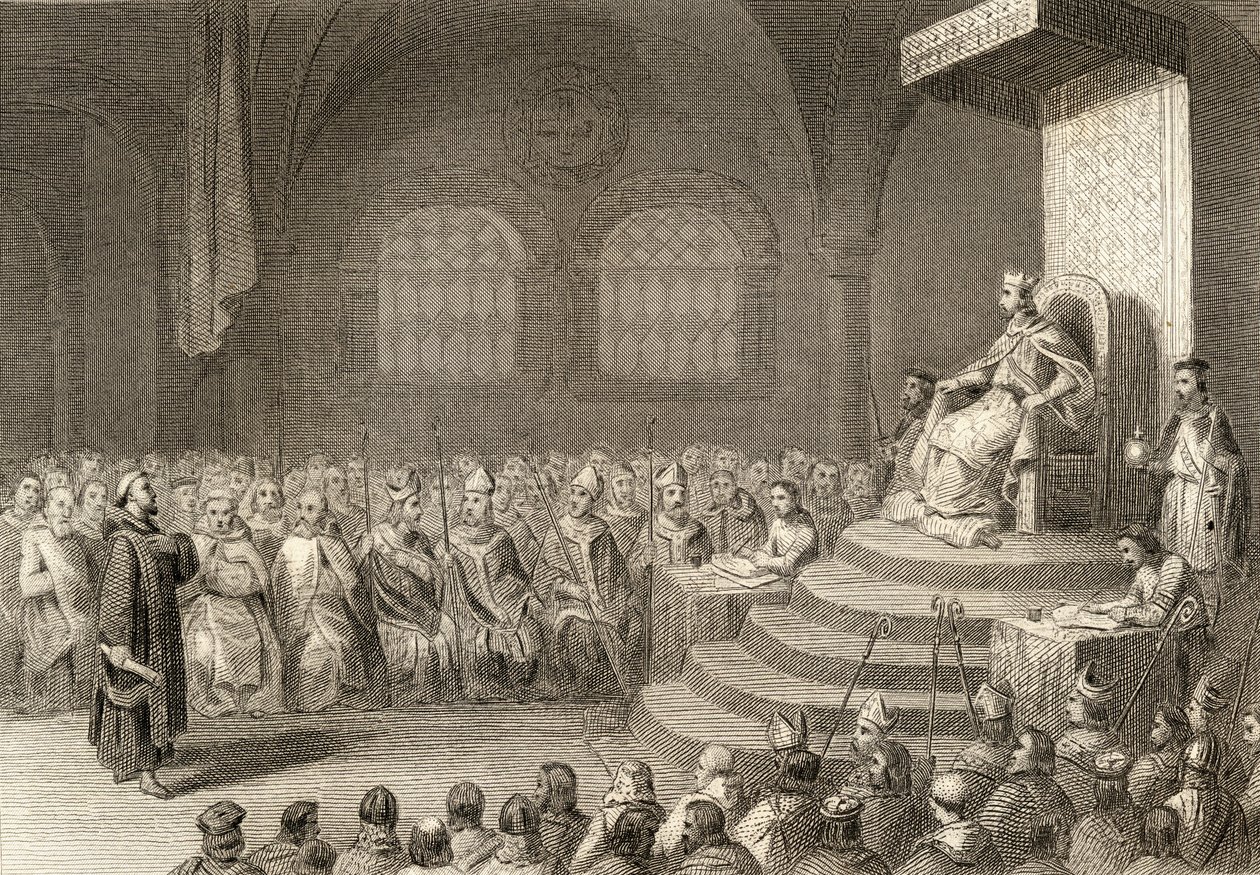 O Décimo Quinto Conselho de Toledo durante o reinado do rei Egica em 688AD de Spanish School