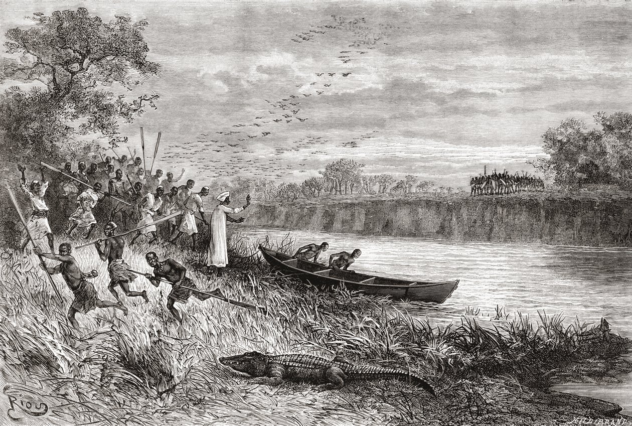 O rio Ruaha, na Tanzânia, de &39;Africa Pintoresca&39;, publicado em 1888 de Spanish School