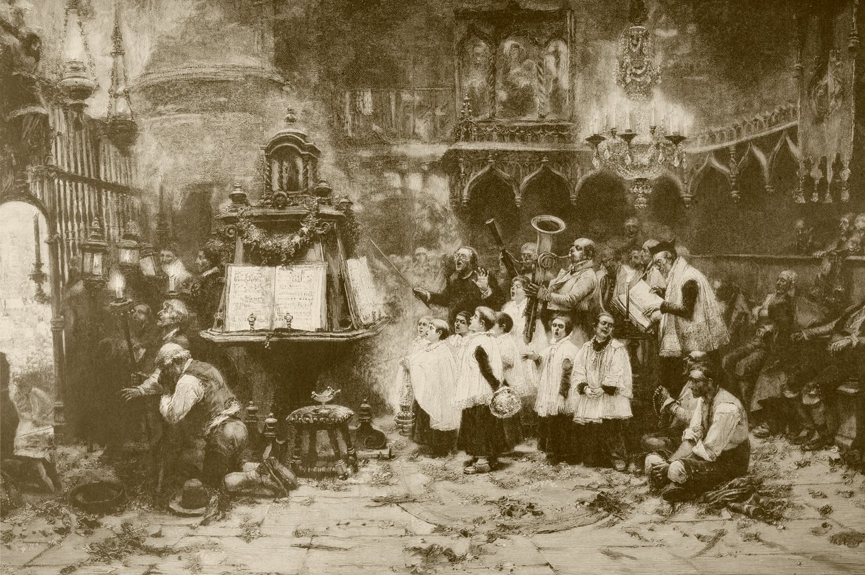 A massa alta, depois de uma pintura de J. Benlliure, gravada por M. Weber, de &39;Album Artistico&39;, publicada em 1890 de Spanish School